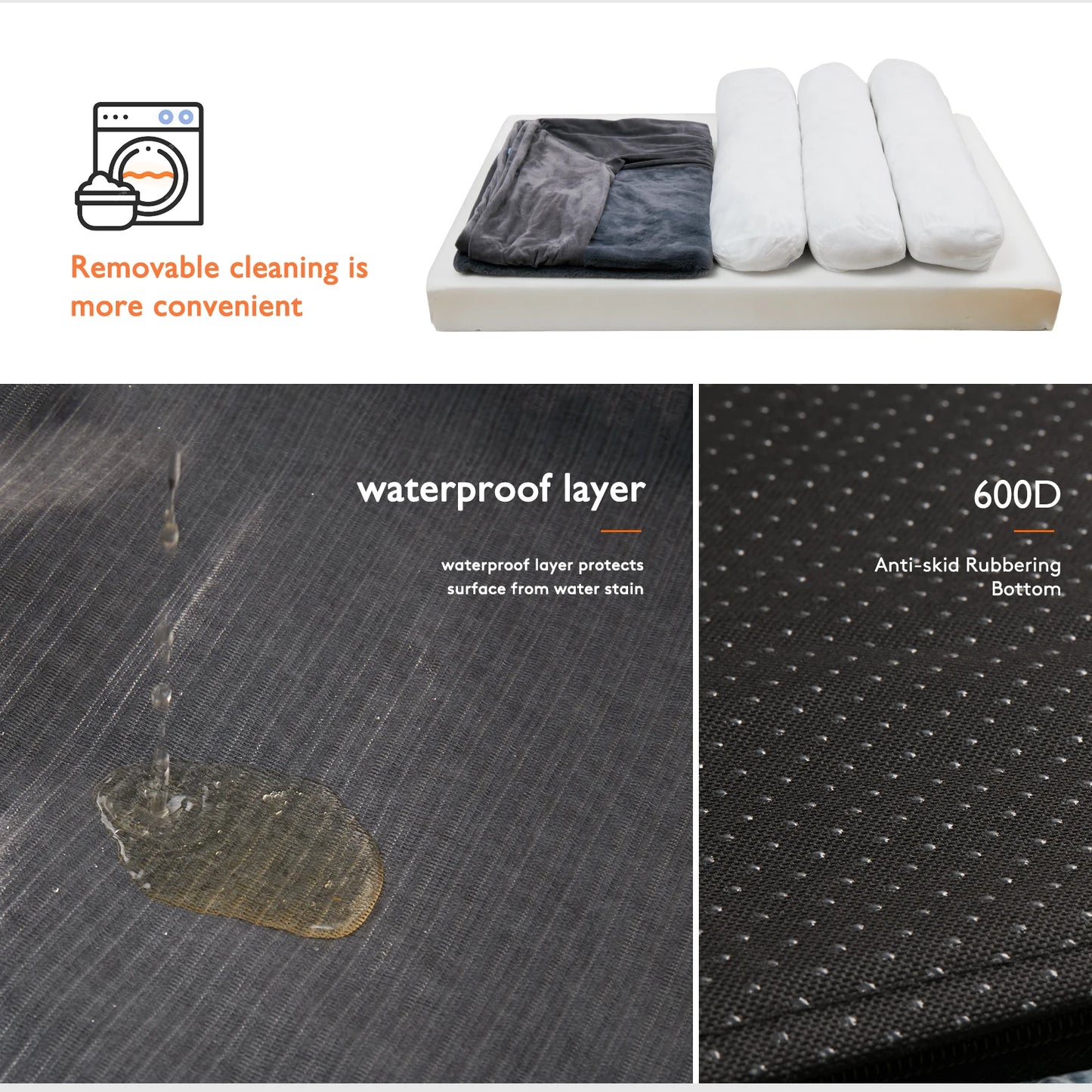 BINGOPAW Orthopedic Dog Bed With Bolster Washable Cover