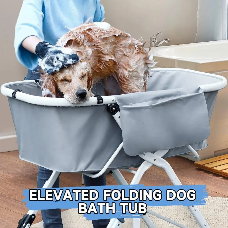 Dog Litter Elevated Foldable Dog Bath Tubs Adjustable Bathing Station
