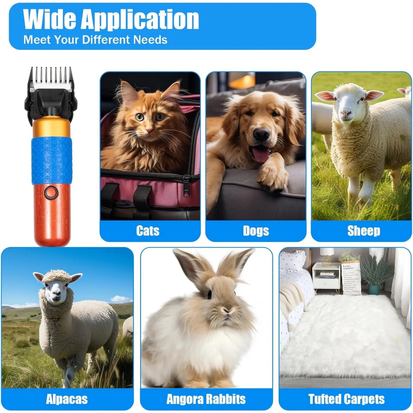 Bymaocar 200W Electric Pet Clippers Low Noise Dogs Cats Grooming