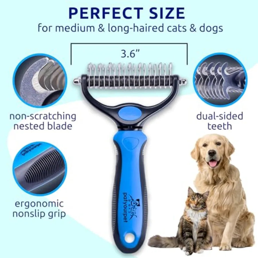 Deshedding Double-Sided Grooming Brush For Cats And Dogs