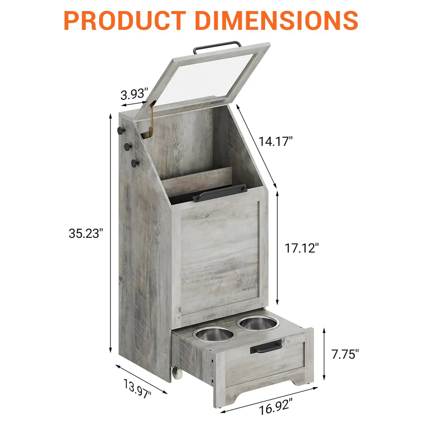 HiMISSH Dog Food Storage Cabinet With Flip Top Leash Hooks