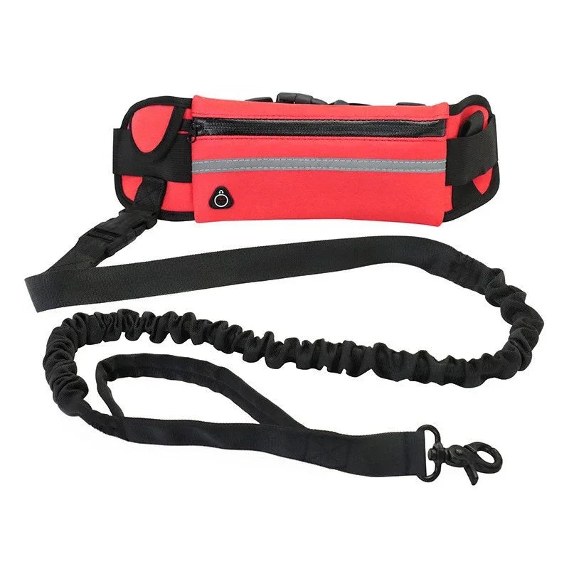 Booteely Hands Free Reflective Retractable Elastic Leash With Waist Bag