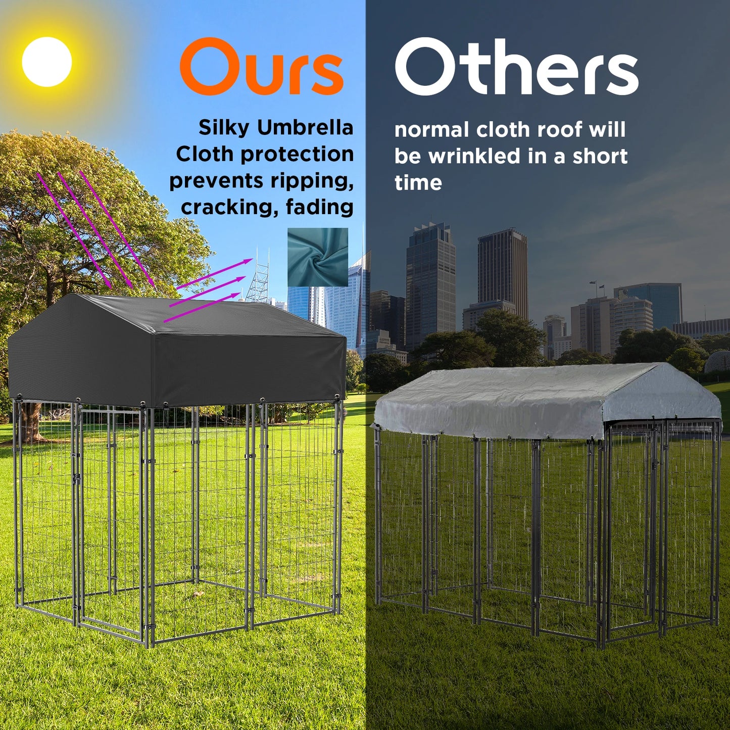Outdoor Iron Dog Cage Run Enclosure Playpen With Roof