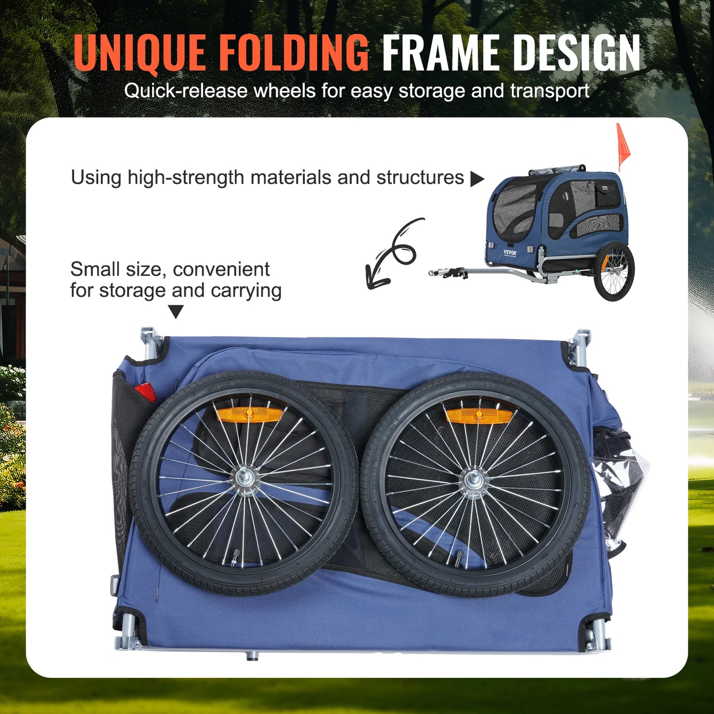 Dog Bicycle Trailer 100 Lb Capacity With Coupler And Reflectors