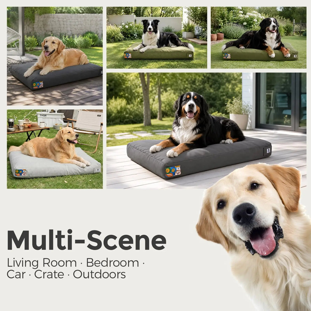 Indestructible Canvas Outdoor Dog Bed With Waterproof Chew Proof Cover