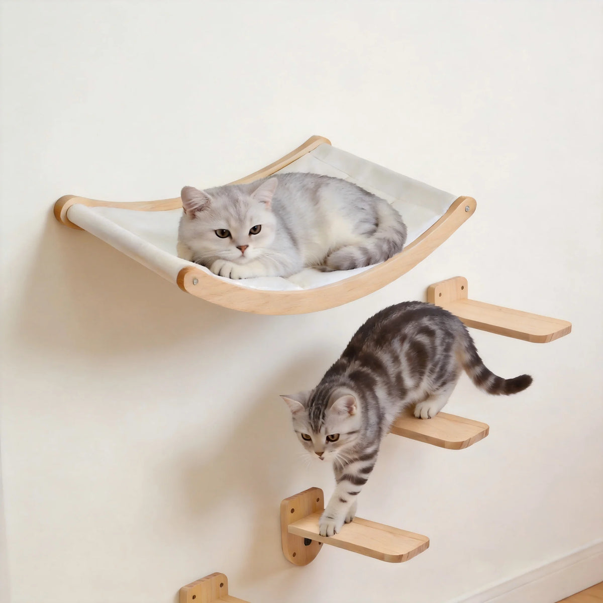 CWV Wall Mounted Cat Hammock Climbing Perch With Sisal Scratcher