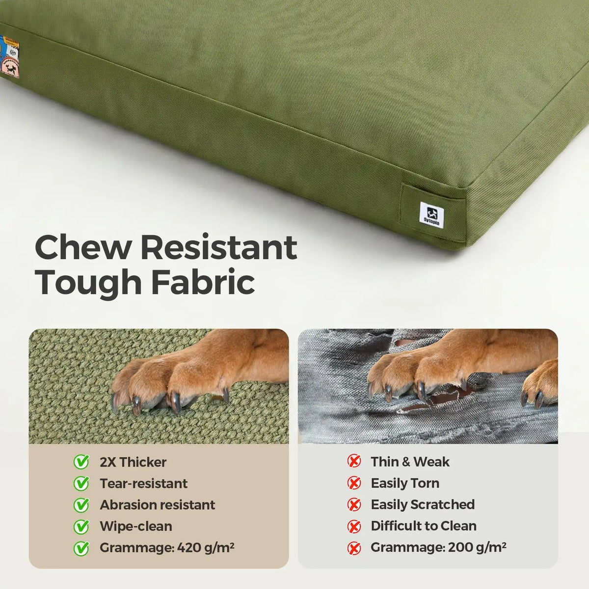 Indestructible Canvas Outdoor Dog Bed With Waterproof Chew Proof Cover