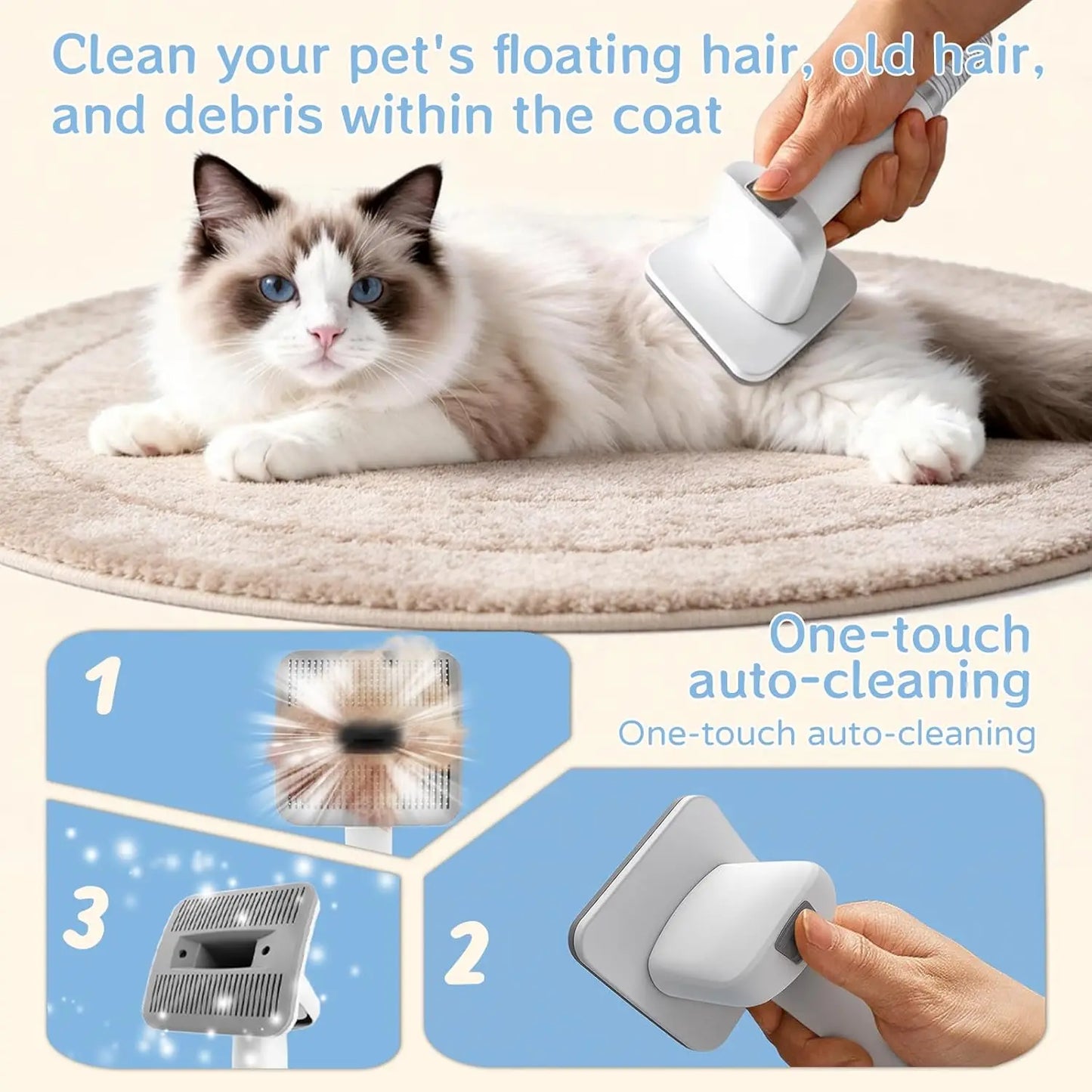 Dog Grooming Vacuum Kit 7 In 1 Deshedding Mitts Trimmer