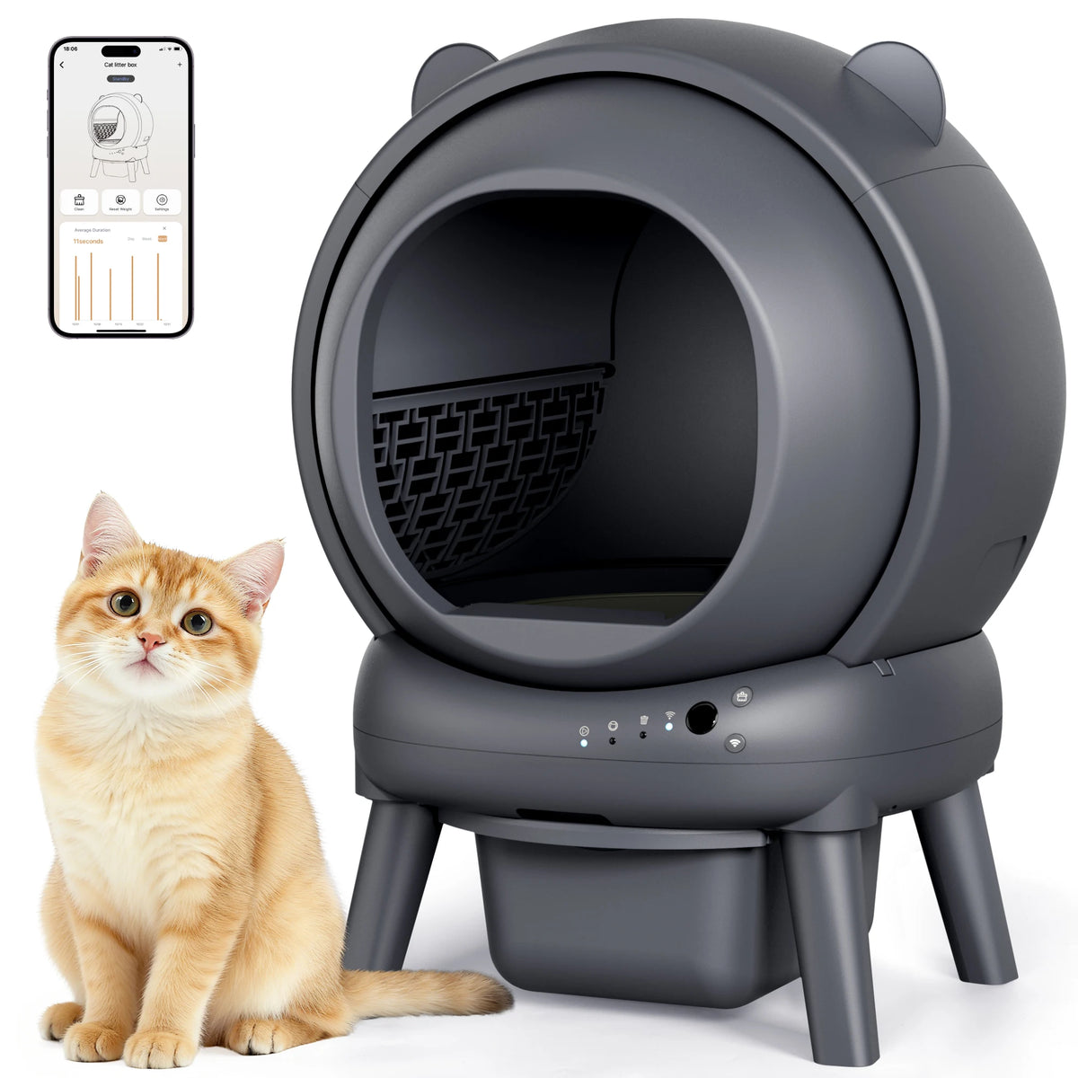 Self-Cleaning Smart Litter Box With Dual Safety Sensors