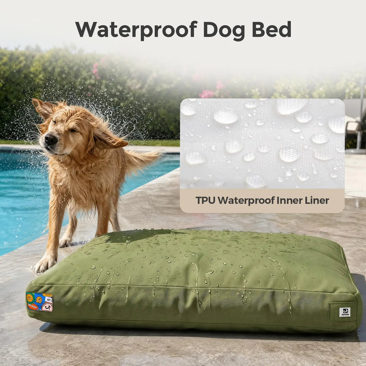 Indestructible Canvas Outdoor Dog Bed With Waterproof Chew Proof Cover