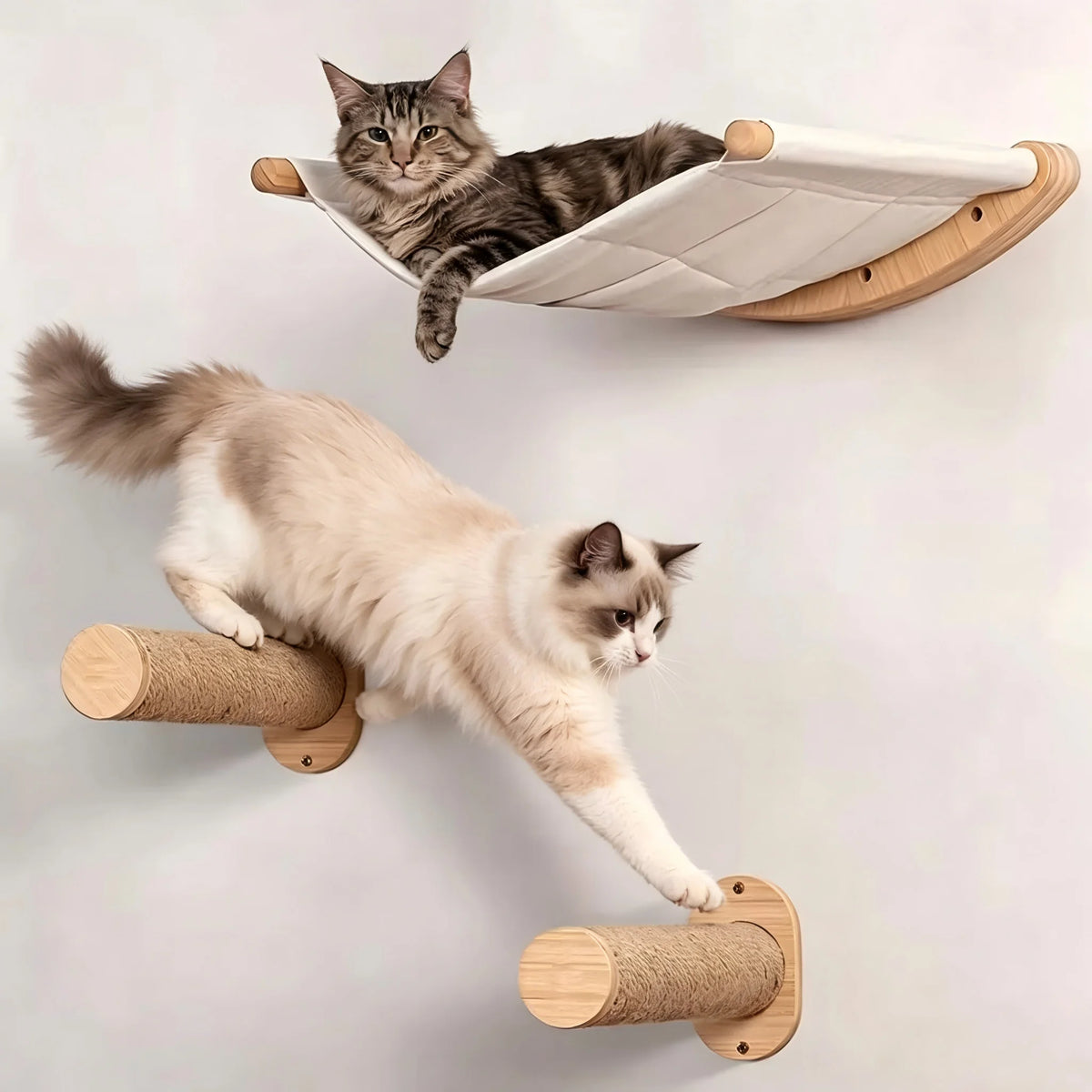 CWV Wall Mounted Cat Hammock Climbing Perch With Sisal Scratcher