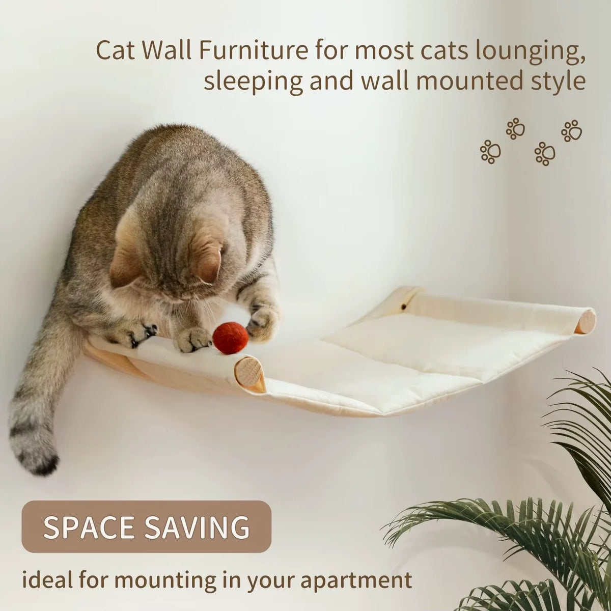 CWV Wall Mounted Cat Hammock Climbing Perch With Sisal Scratcher