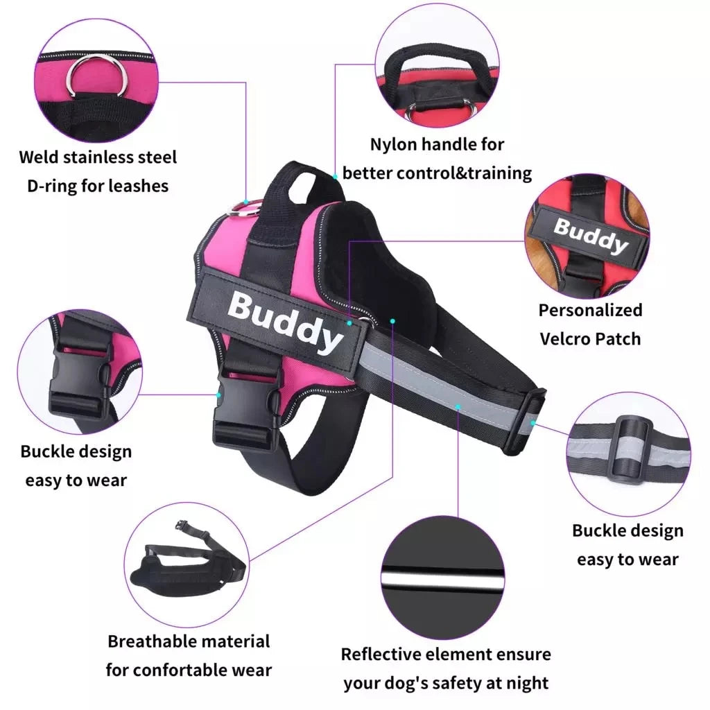 Bolux Personalized No Pull Reflective Dog Harness Vest
