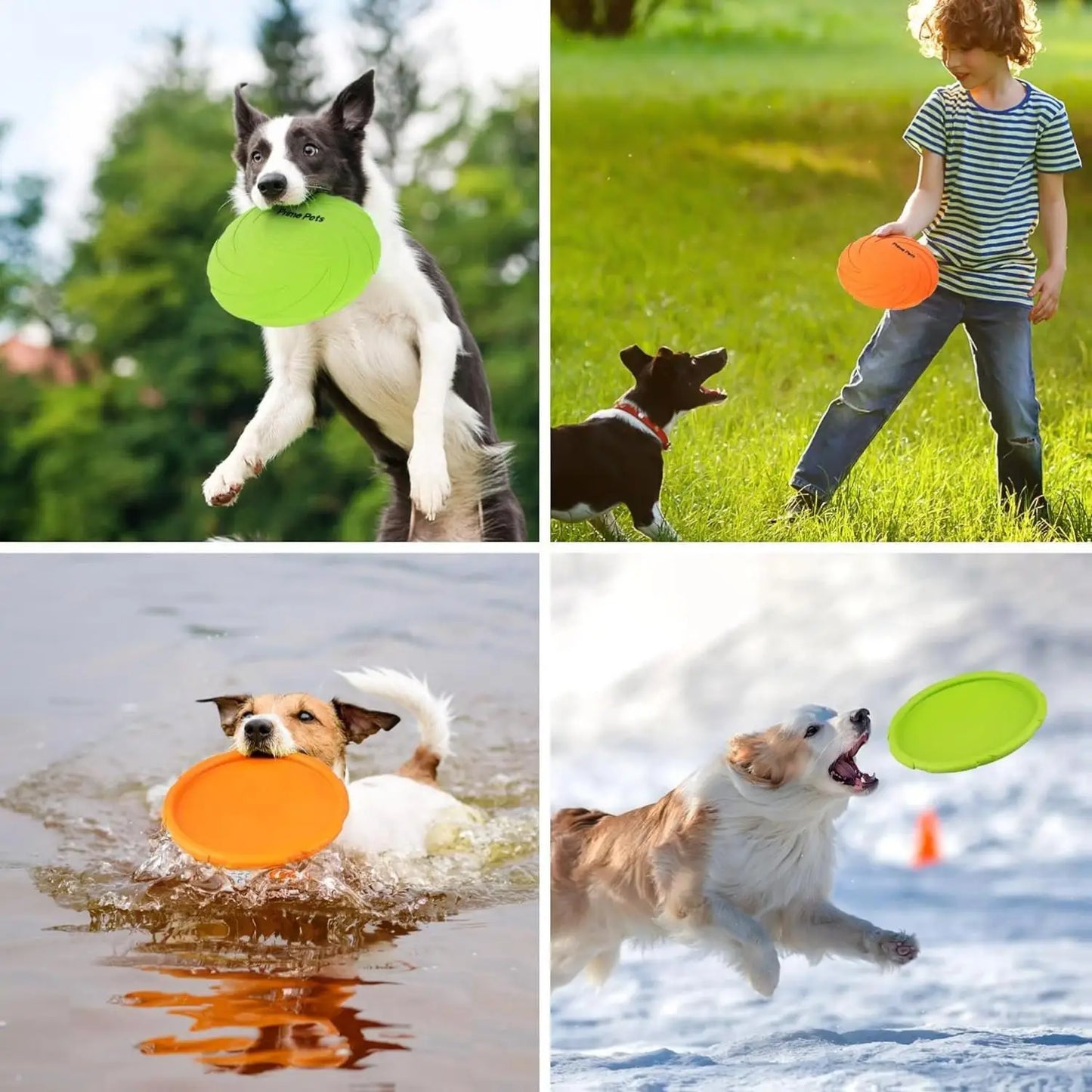 Set Of 2 Natural Rubber Dog Flying Discs Floating For Outdoor Play
