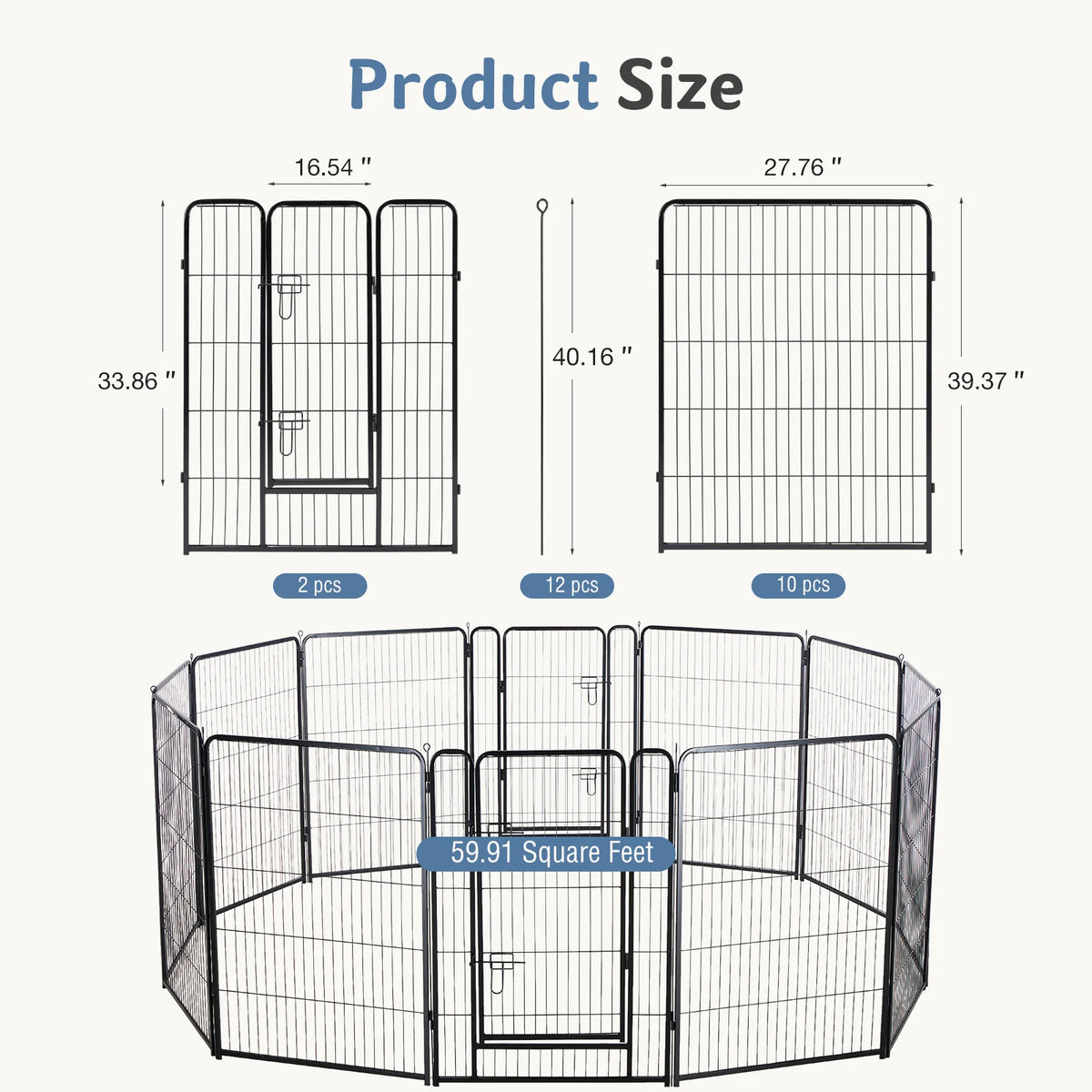 JHK Metal Dog Playpen Foldable Pet Fence Indoor Outdoor Use