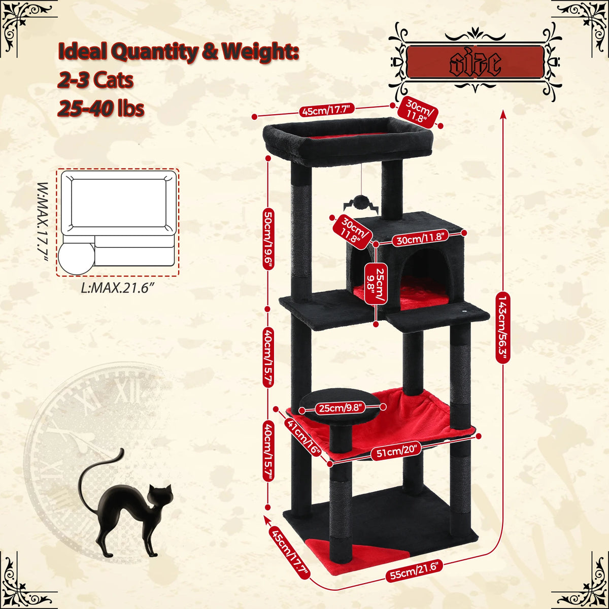 PAWZ Road Gothic Cat Tree With Hammock Scratching Condo
