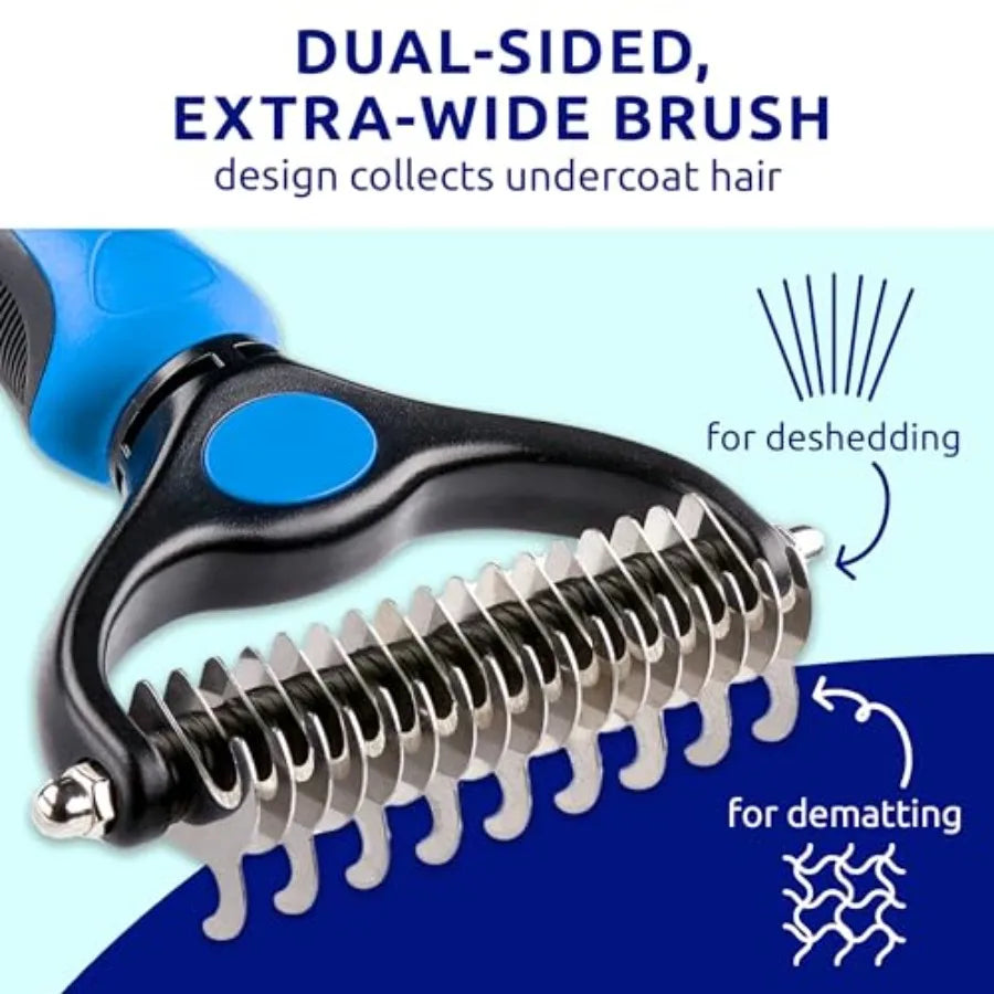 Deshedding Double-Sided Grooming Brush For Cats And Dogs