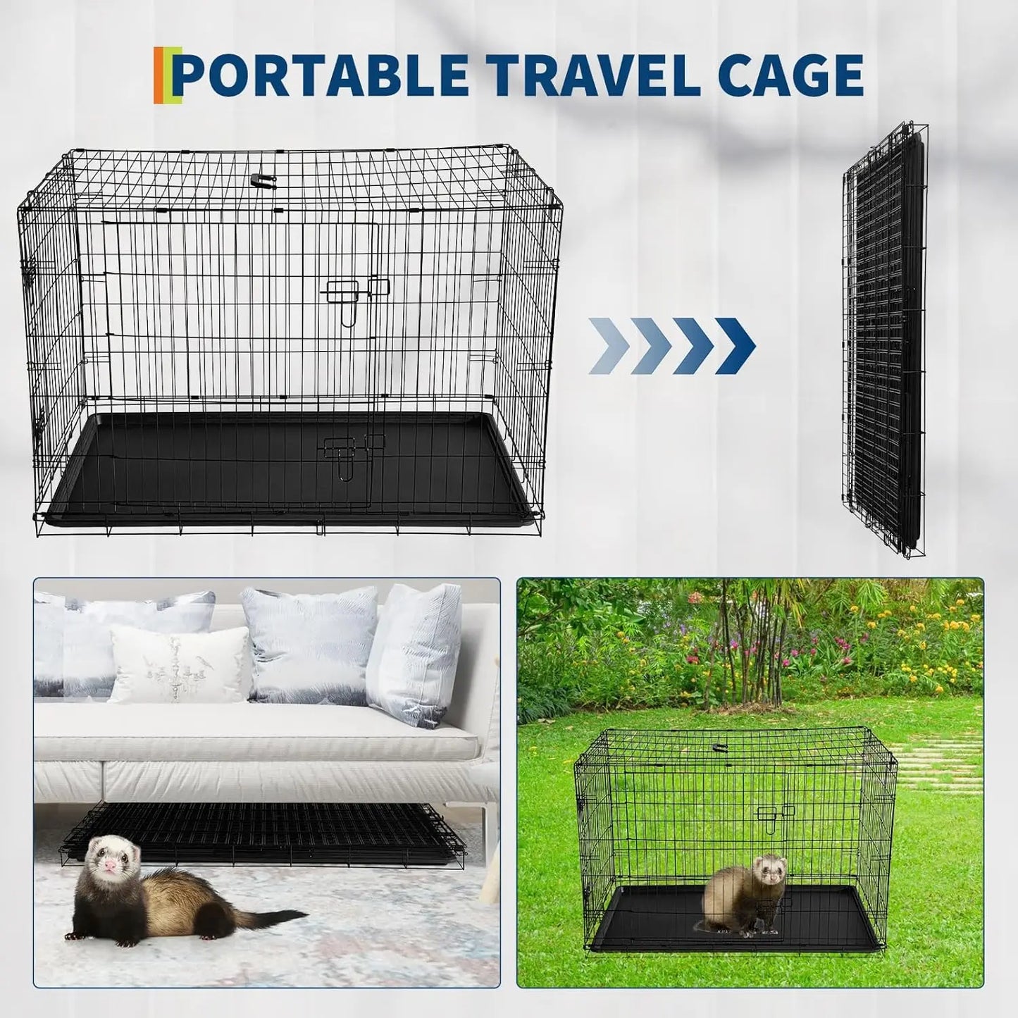 HiMISSCN Rabbit Cage Portable Folding Slide Out Tray