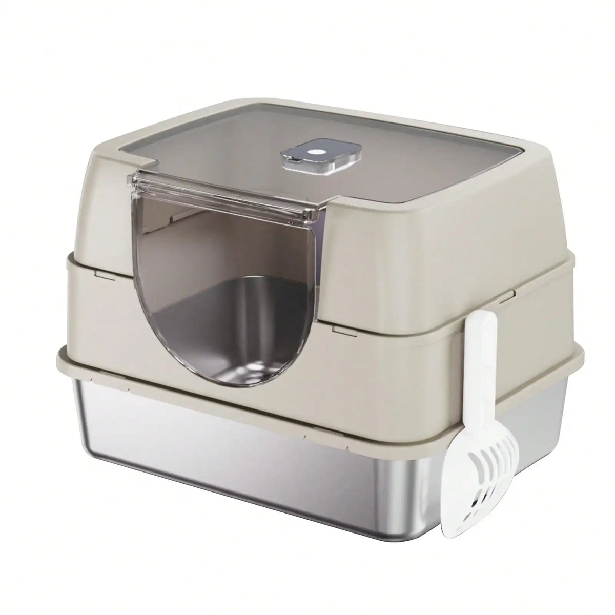 Stainless Steel Enclosed Cat Litter Box With Lid Odor Control