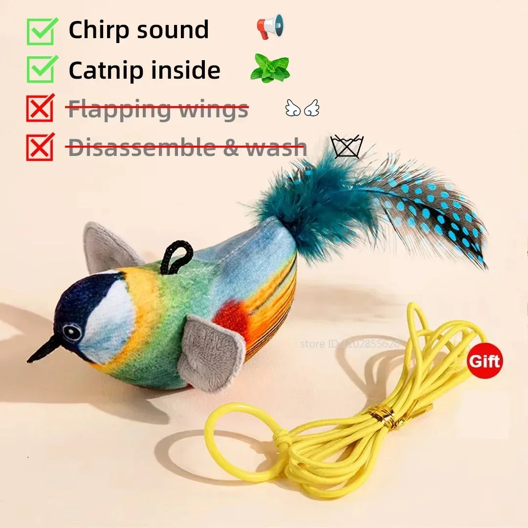 Bird Shaped Cat Toy Rechargeable Chirping Flapping Squeak Plush