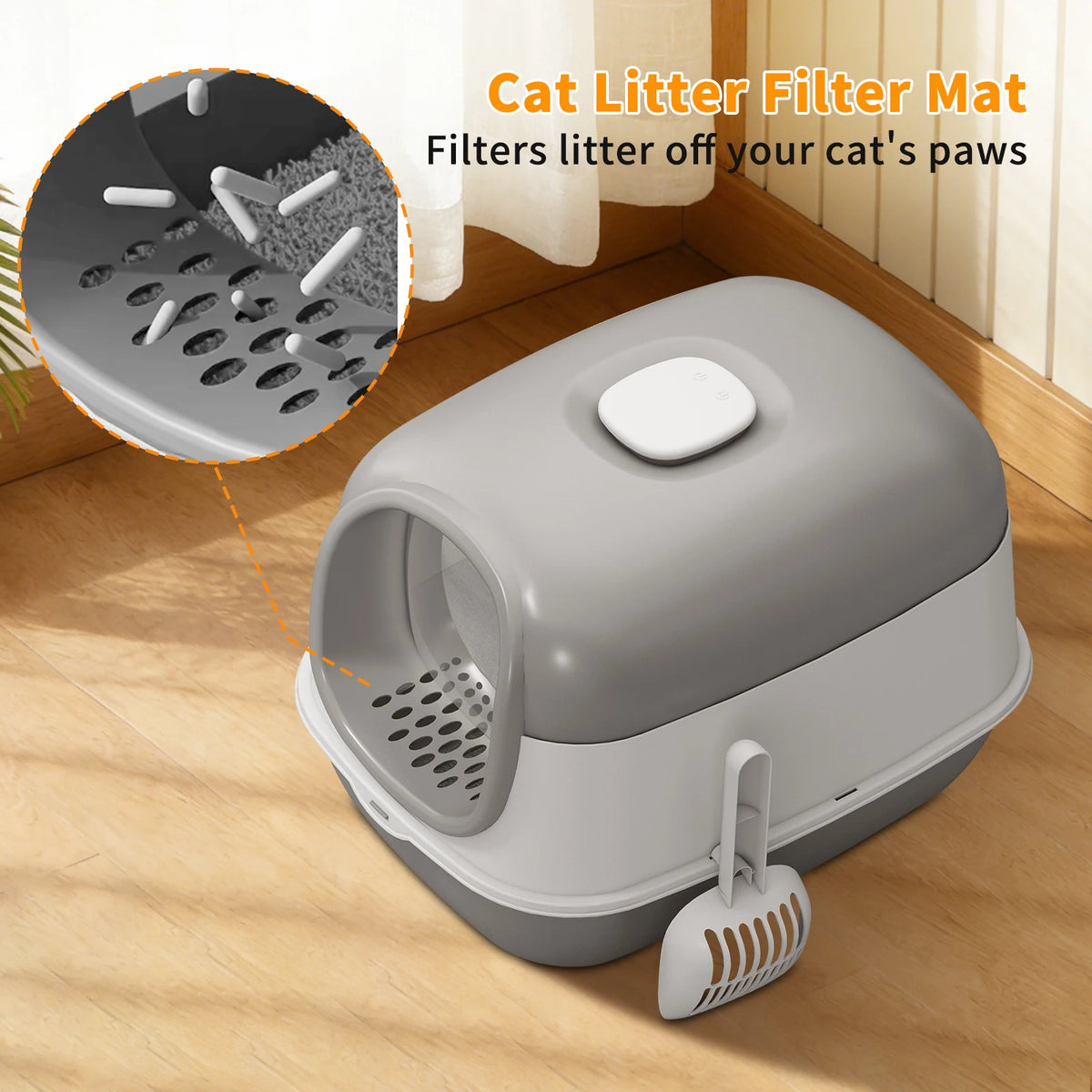 Switchable Open Semi Enclosed Cat Litter Box For Multi Cats