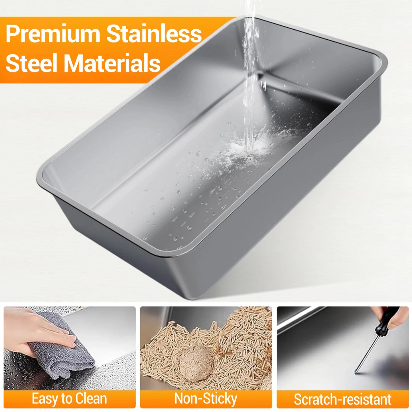TWISTER.CK Stainless Steel Cat Litter Box Top Front Entry