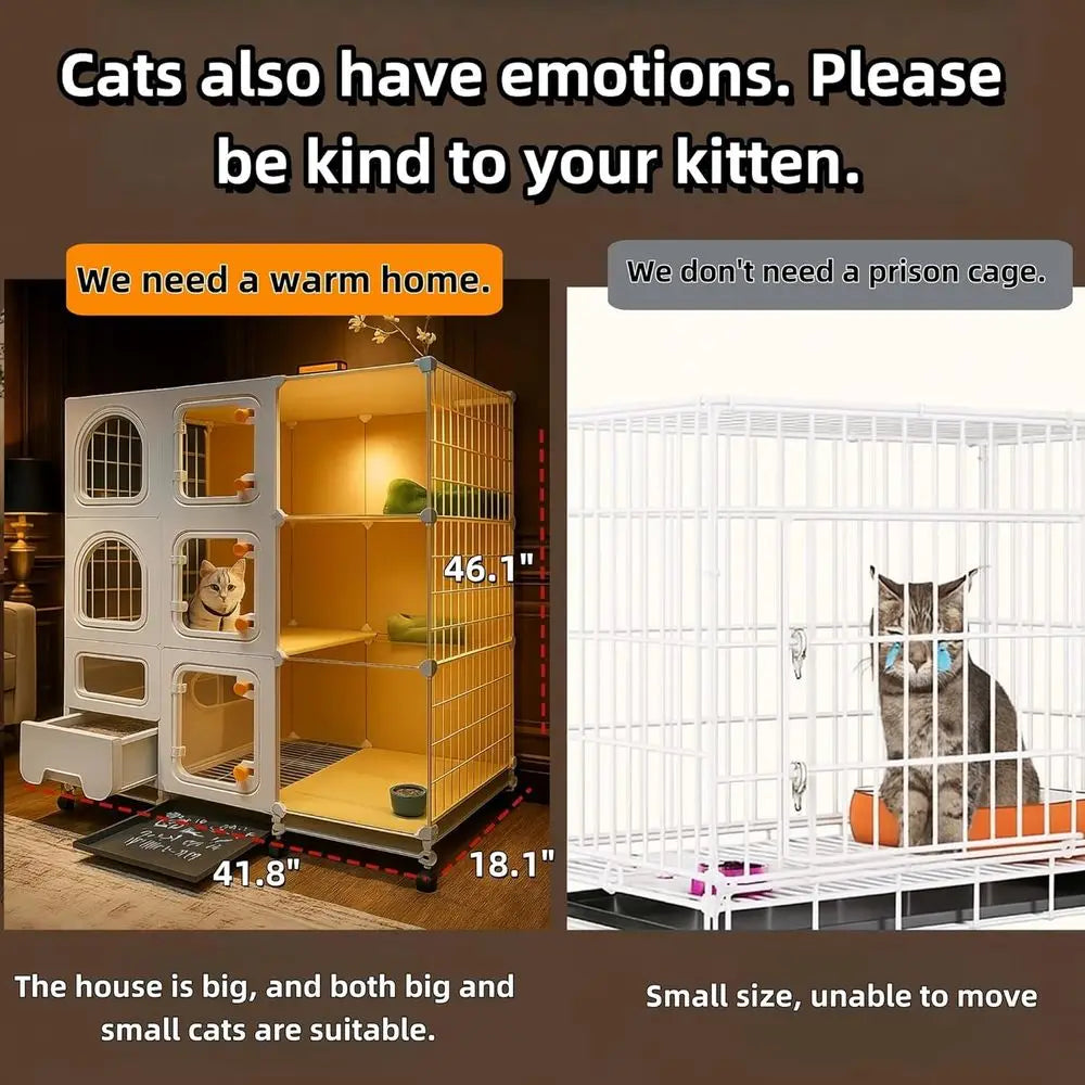 Indoor Cat Cage With Litter Box And Accessory Bundle