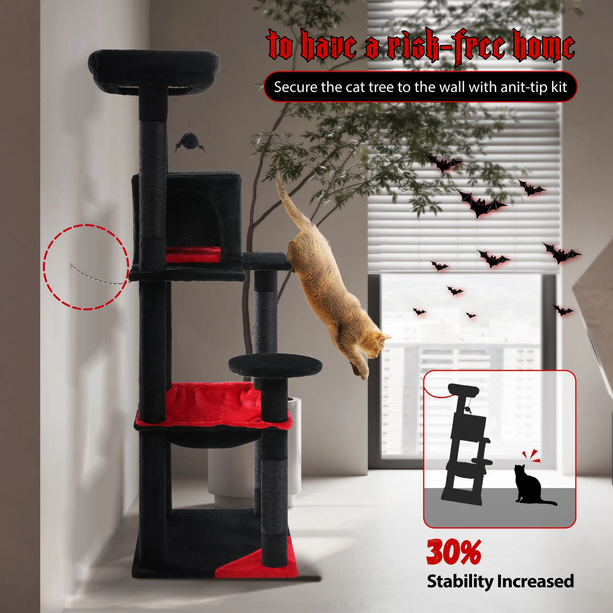 PAWZ Road Gothic Cat Tree With Hammock Scratching Condo