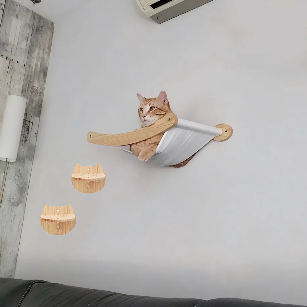 CWV Wall Mounted Cat Hammock Stairway And Sisal Scratching Shelf