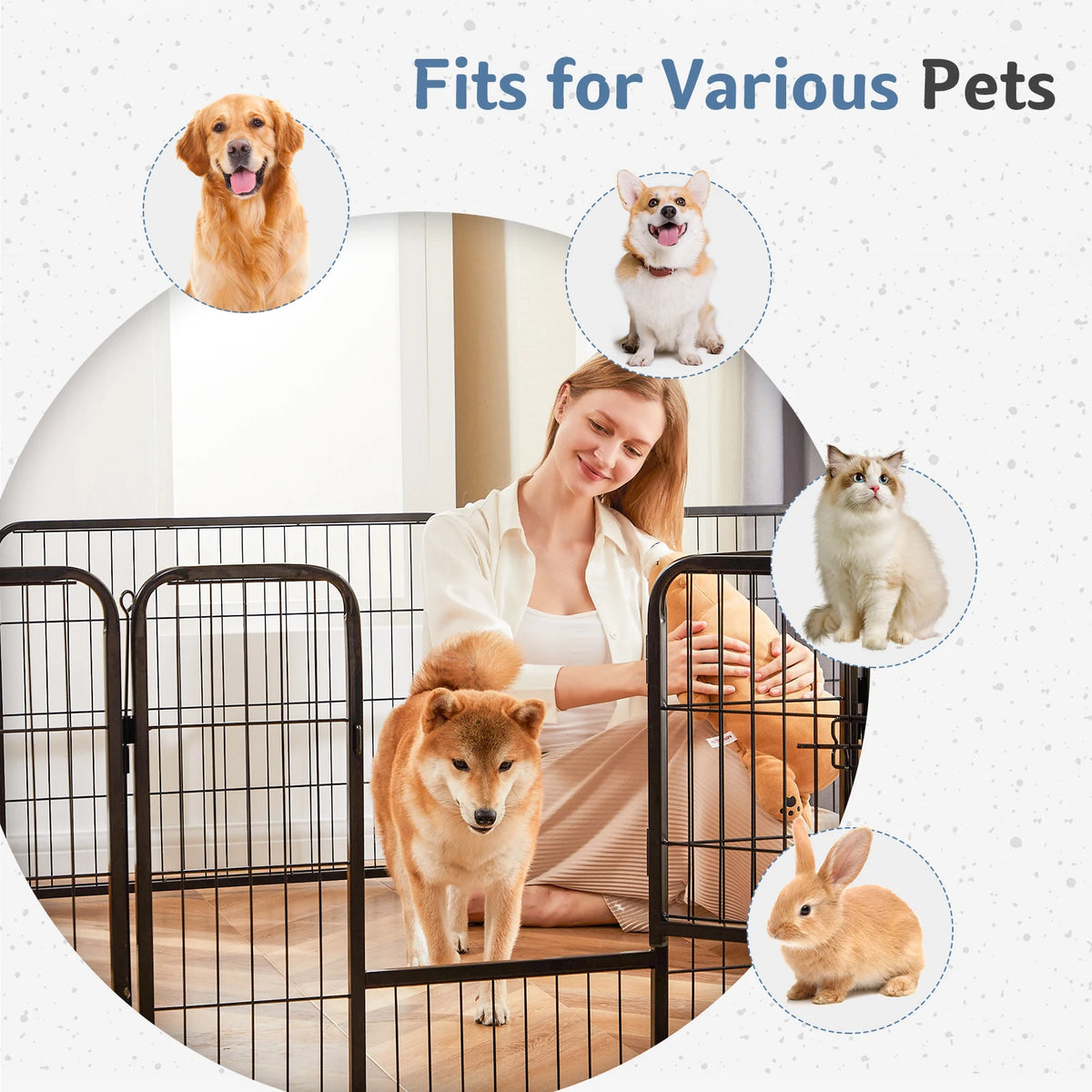 JHK Metal Dog Playpen Foldable Pet Fence Indoor Outdoor Use