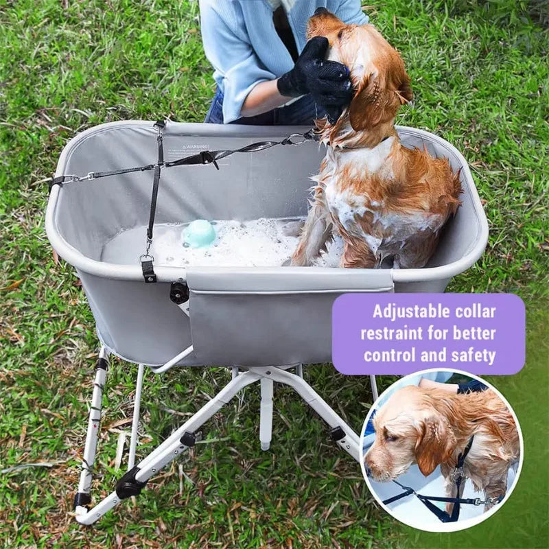 Dog Litter Elevated Foldable Dog Bath Tubs Adjustable Bathing Station
