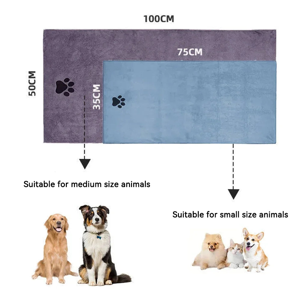 Microfiber Pet Bath Towel for Dogs and Cats Grooming
