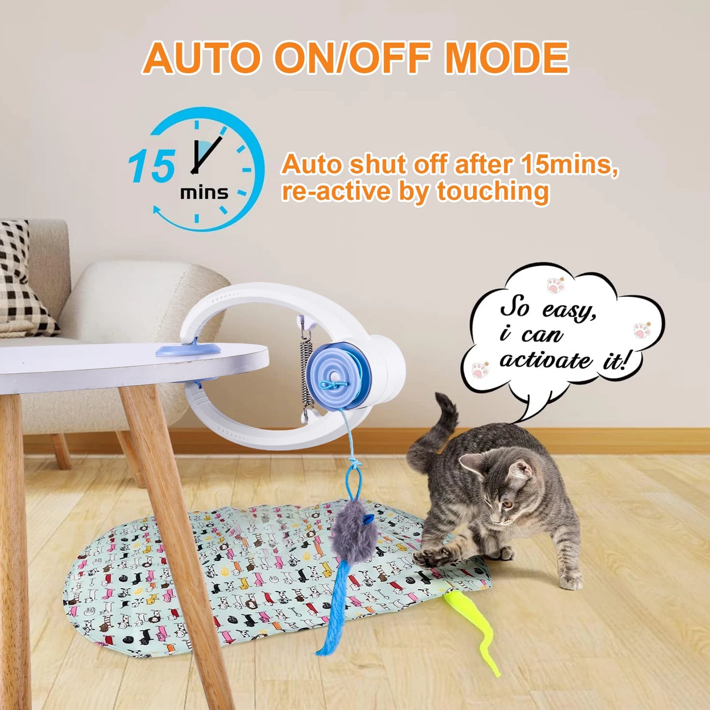 Electronic Teaser Self Play Feather Cat String Toy With Catnip Mice