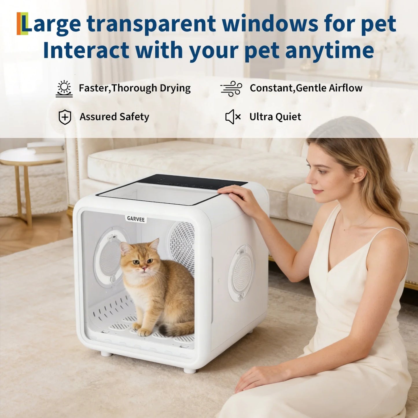 HiMISS 360 Degree Pet Dryer Box With 5 Outlets And Quiet Temperature Control