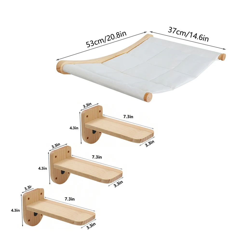 CWV Wall Mounted Cat Hammock Climbing Perch With Sisal Scratcher