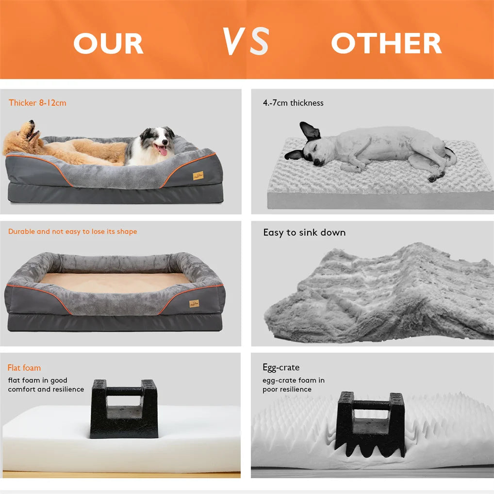 BORWART Orthopedic Memory Foam Dog Bed Sofa Cushion With Removable Cover