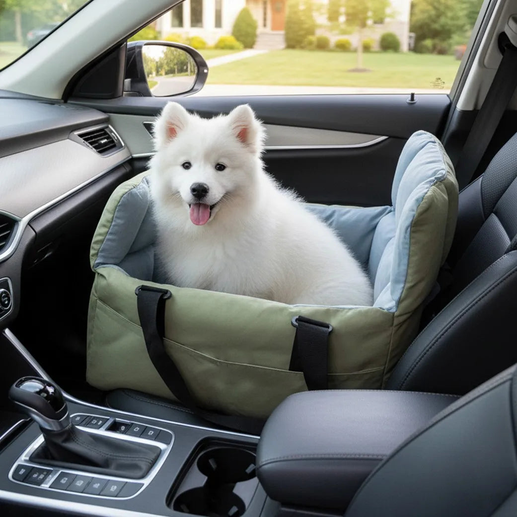 BORWARTCN Portable Dog Car Seat Booster Travel Bed With Storage