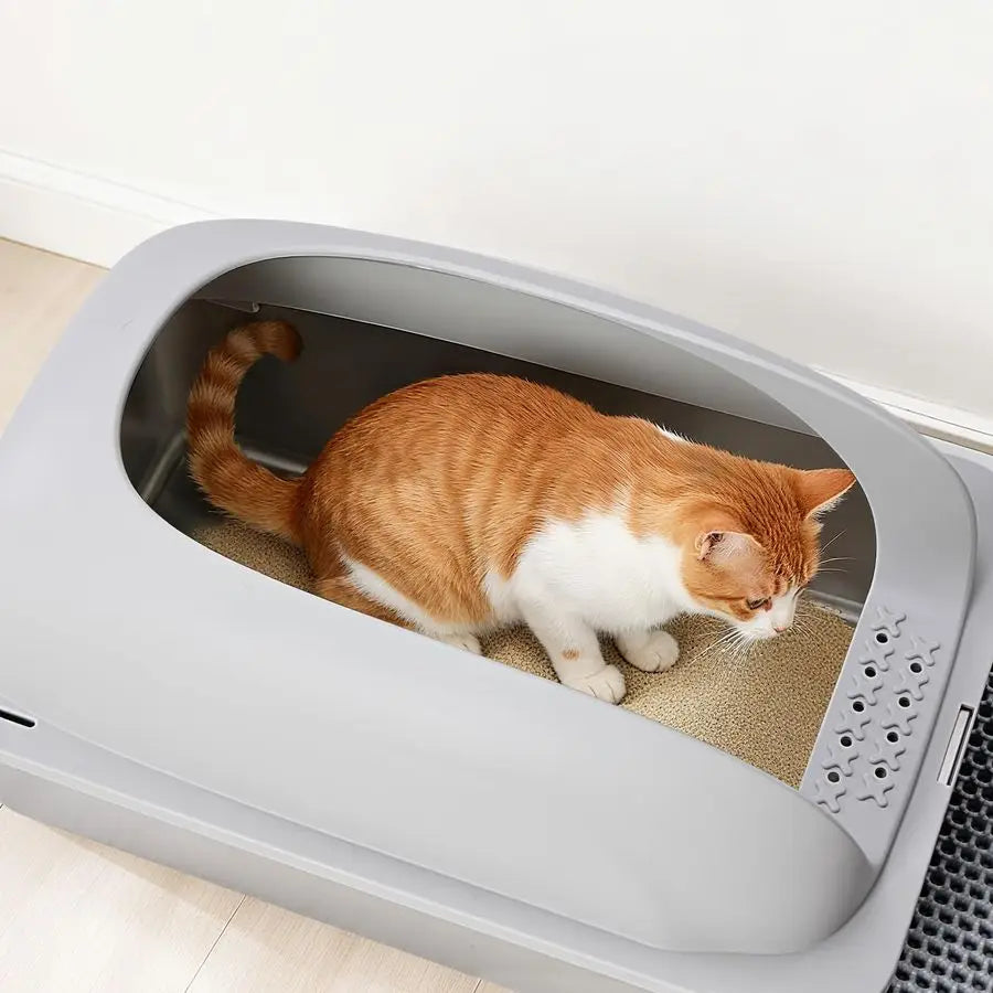 Stainless Steel Cat Litter Box With Lid For Easy Cleaning