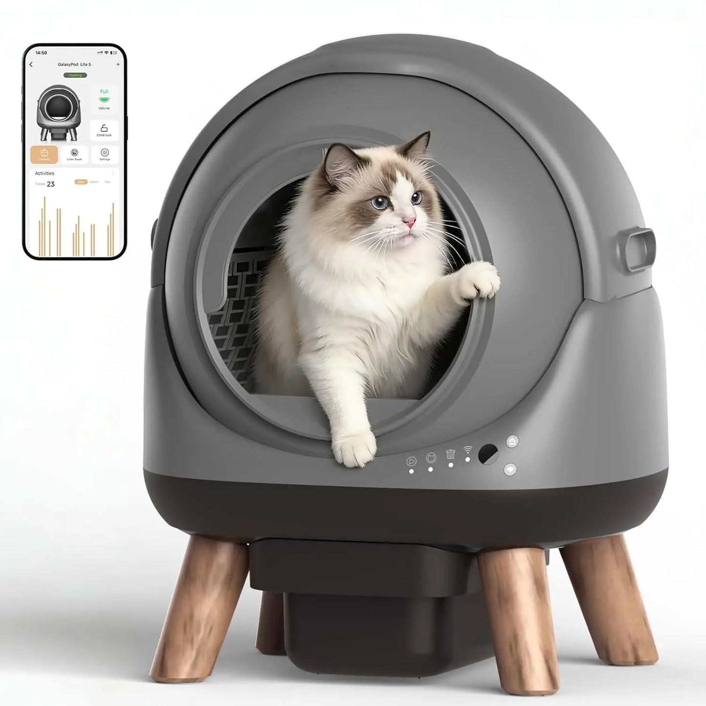 Self Cleaning Automatic Litter Box For Multiple Cats With App
