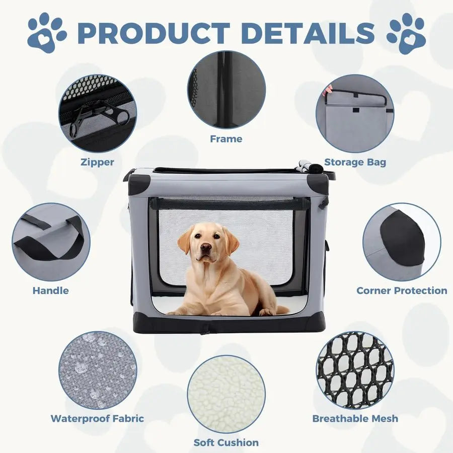 Portable Foldable Dog Crate Travel Carrier With Storage Bag