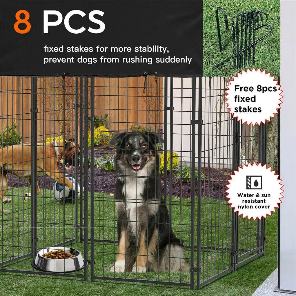 Outdoor Iron Dog Cage Run Enclosure Playpen With Roof