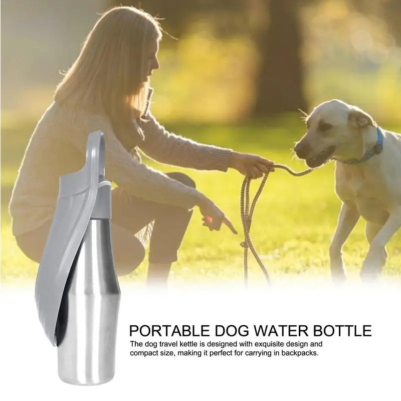 Stainless Steel Dog Water Bottle Two in One Travel Dispenser