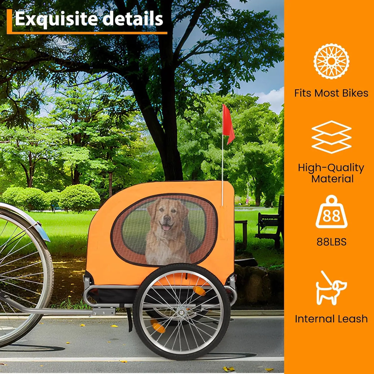 TWISTER CK Foldable Dog Bike Trailer Pet Bicycle Carrier