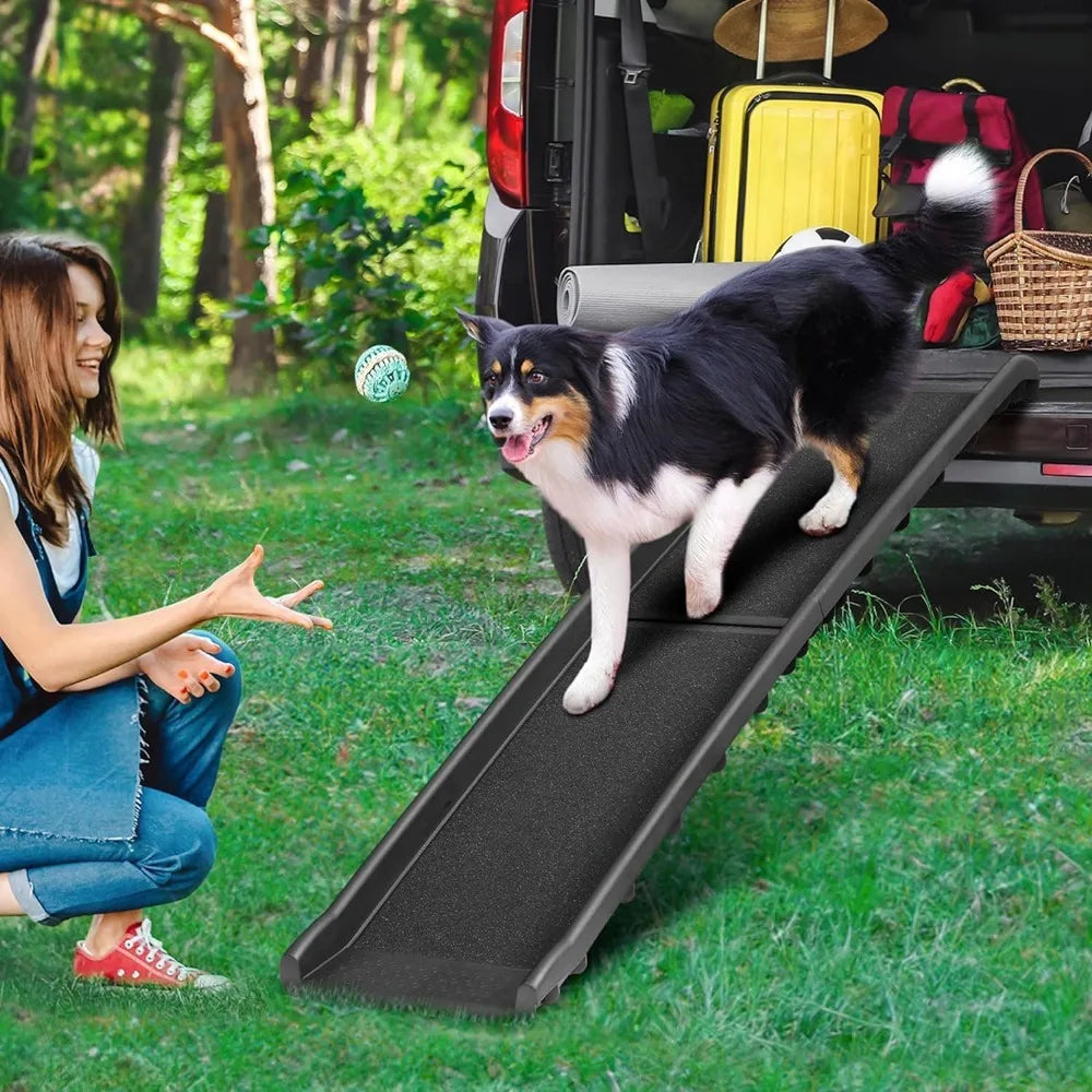 Folding Dog Ramp for Cars SUVs Non Slip Raised Rails