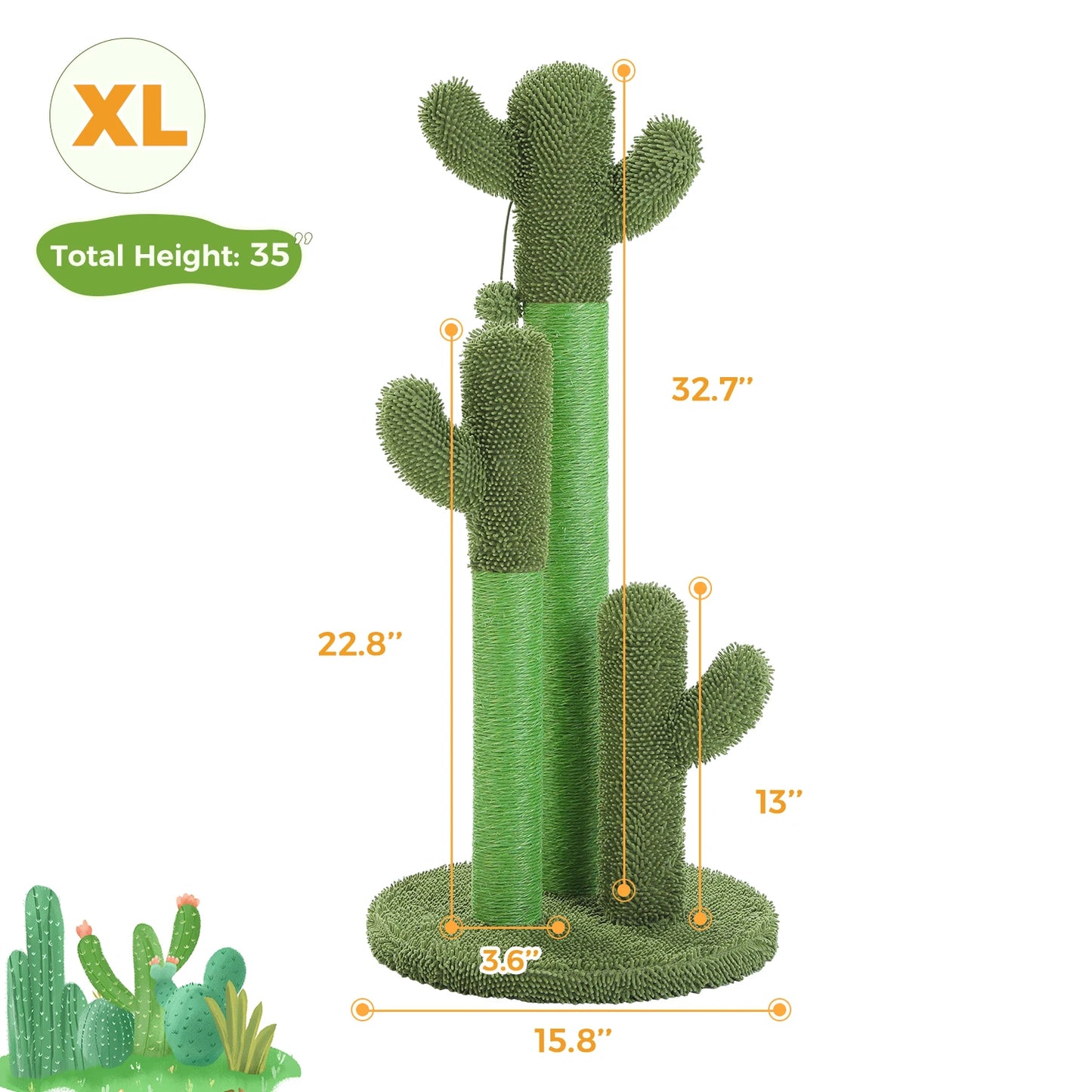 PEQULTICN Cactus Cat Tree With Condo Hammock Scratching Post Indoor