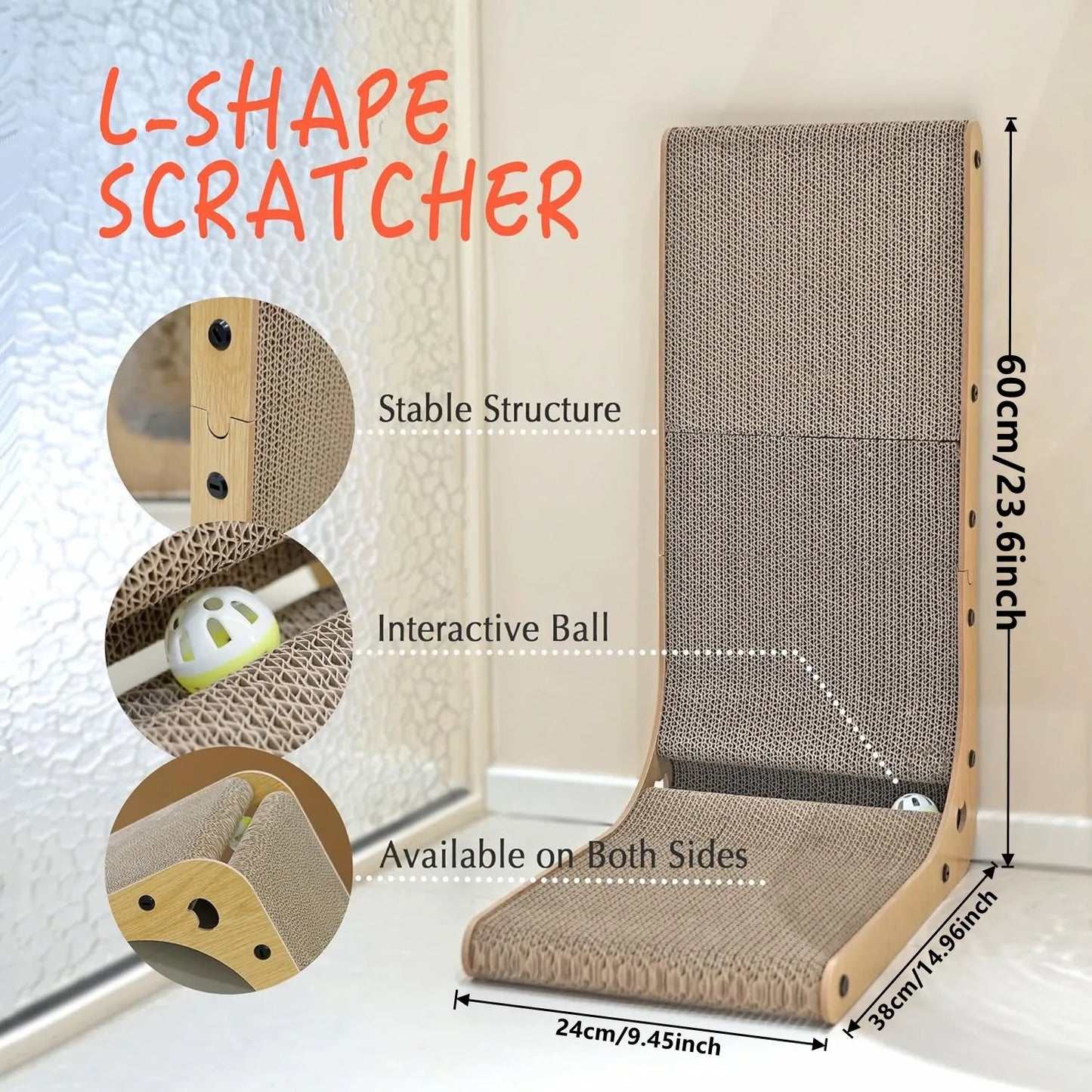 NONECN L Shape Cat Scratch Pad For Indoor Cats Durable