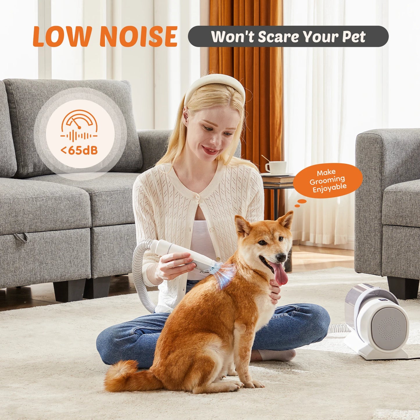 Professional Pet Grooming Vacuum Kit With Cordless Low Noise Clippers