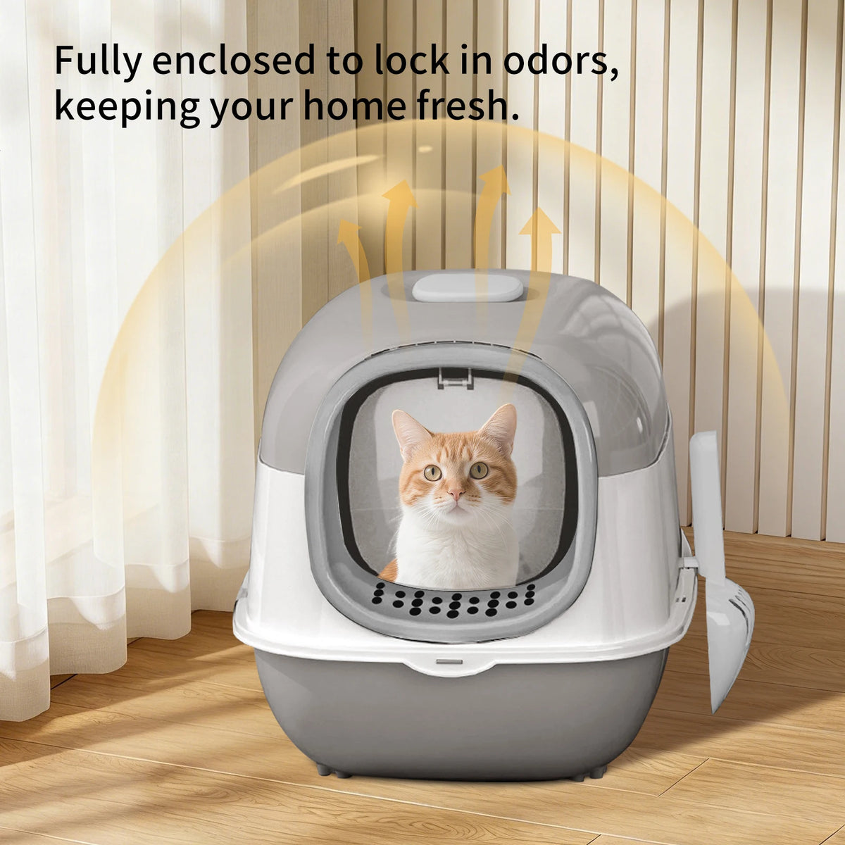 Switchable Open Semi Enclosed Cat Litter Box For Multi Cats