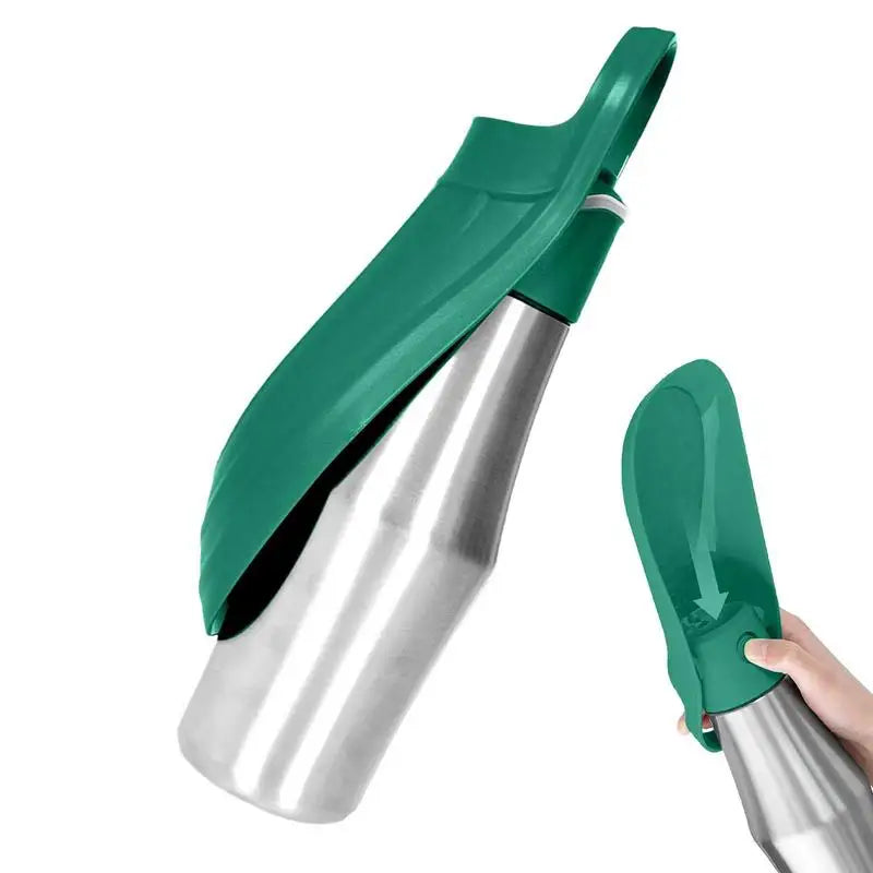 Stainless Steel Dog Water Bottle Two in One Travel Dispenser