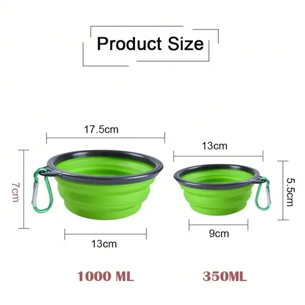 Portable Silicone Dog Feeder Bowl With Travel Carabiner